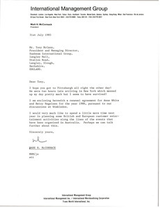 Letter from Mark H. McCormack to Tony McCann