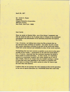 Letter from Mark H. McCormack to David R. Foster