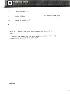 Memorandum from Mark H. McCormack to John Webber