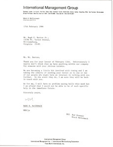Letter from Mark H. McCormack to Hugh C. Barton