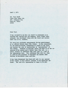 Letter from Mark H. McCormack to Paul Graf