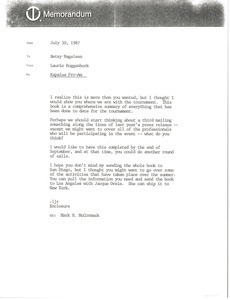 Memorandum from Laurie Roggenburk to Betsy Nagelsen