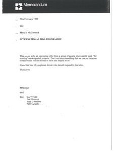 Memorandum from Mark H. McCormack to List