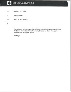 Memorandum from Mark H. McCormack to Neil Grainger