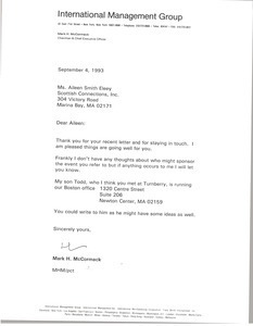 Letter from Mark H. McCormack to Aileen Smith Eleey