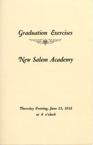 Program for the 1932 graduation exercises at New Salem Academy