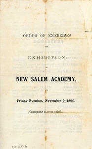 Exhibition program for an event at New Salem Academy