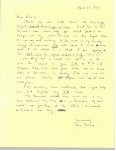 Letter from Cleveland Sellers to Gloria Xifaras Clark