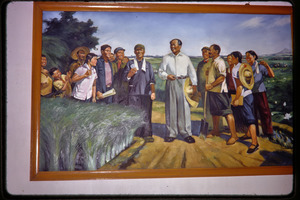 Shijiazhuang Production Brigade: poster showing Chairman Mao talking with farmers