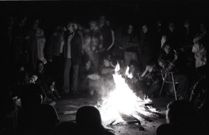 Hollywood Speedway Rock Festival: bonfire started by members of the concert crowd