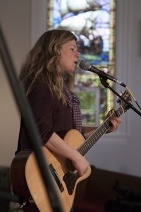 Dar Williams, at sound check at the First Congregational Church in Wellfleet