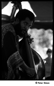 Victor Gaskin, bass player with the Cannonball Adderley Sextet, performing at Jackie Robinson's jazz concert