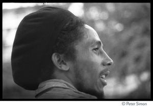 Bob Marley: close-up portrait in profile