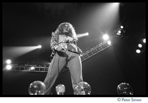 Robert Plant on stage with Led Zeppelin during their Physical Graffiti tour