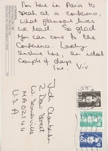 Letter from Vivien Lindow to Judi Chamberlin