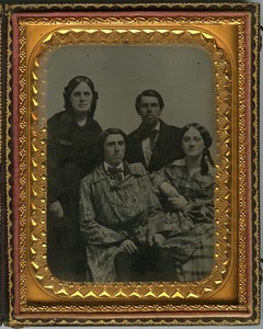Family portrait: half-length portrait, seated, of Cornelia Scott Dickinson and Rufus Porter Scott (back row), and Aaron Scott and Hannah Scott Clarke children (front row)