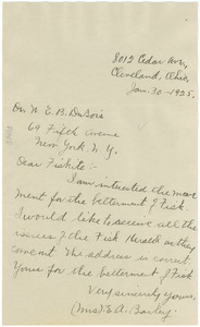 Letter from E. A. Bailey to W. E. B. Du Bois