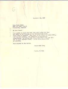 Letter from W. E. B. Du Bois to Grace Goens