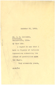 Letter from W. E. B. Du Bois to J. H. Larimore