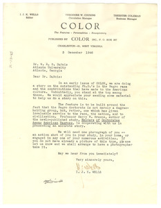 Letter from Color to W. E. B. Du Bois