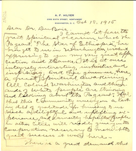 Letter from A. F. Hilyer to W. E. B. Du Bois