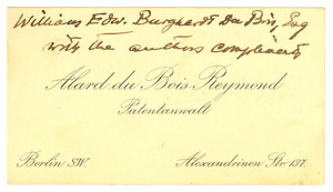Business card of Alard du Bois Reymond