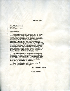 Letter from W. E. B. Du Bois to Virginia Banks