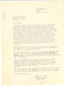 Letter from Mercer Cook to W. E. B. Du Bois