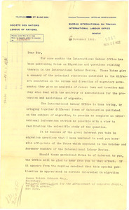 Letter from International Labour Office to NAACP