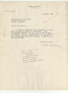 Letter from Karl R. Wallace to W. E. B. Du Bois
