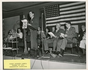 Guest speaker Lowell Thomas at graduation exercises