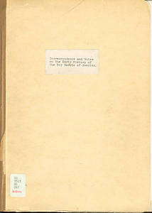 Correspondence and Notes on the Early History of the Boy Scouts of America