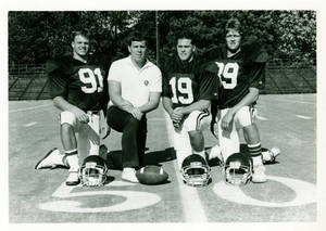 Football captains with Coach Mike Delong (1986)