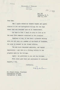 Letter from Roberts J. Wright to Dr. Donald Stone (June 11, 1957)