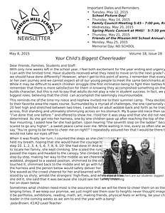 Mission Hill School newsletter, May 8, 2015