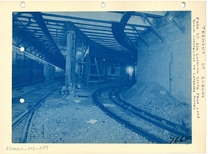 Tremont Street subway, Park Street Station looking south from loop during construction of Cambridge Tunnel