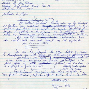 Draft of a letter from Carmen A. Pola, President of the Festival Puertorriqueño de Massachusetts
