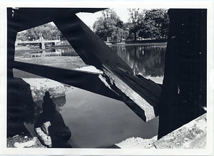 Damaged wooden beam in Boston Public Garden