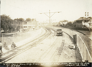 Dorchester Rapid Transit section 1. General north view of right of way from Harrison Square Station