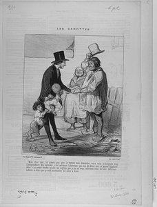 La CAROTTE DE L'ÉLECTION. Mon cher ami, ne croyez pas que je vienne vous demander votre voix, je respecte trop l'indépendance des opinions; c'est madame la baronne qui m'a dit: Allez voir ce pauvre Galouzot; dites à sa petite femme qu'elle me néglige; que je lui en veux, informez-vous de leurs délicieux enfants et dites que je veux absolument les avoir à diner.