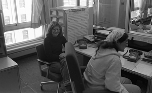 Unidentified call center workers in Boston Police Dispatch Operations Center