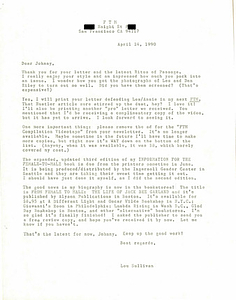 Correspondence from Lou Sullivan to John Armstrong (April 24, 1990)