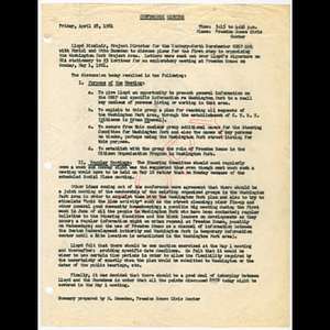 Copy of minutes from Washington Park project area meeting held April 28, 1961