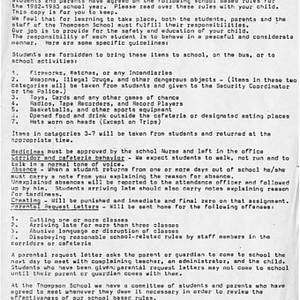 Frank V. Thompson School based rules, 1982-1983