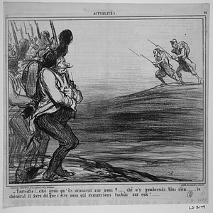 -Tarteifle!.... ché grois qu'ils avanzent zur nous?...... ché n'y gombrends blus rien....... le chénéral il âvre dit que c'être nous qui avanzerions tuchûr zur eux!......