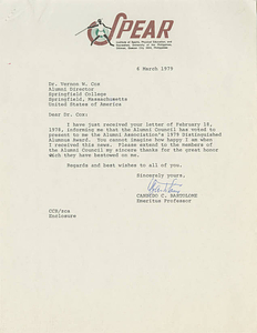 Letter from Candido Bartolome to Vernon Cox (March 6, 1979)