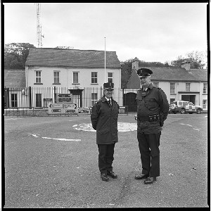 RUC station, Kircubbin, Co. Down. Male and female officers in front of station