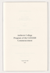 Amherst College Commencement program, 2004 May 23