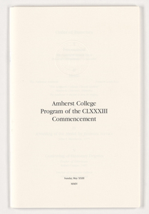 Amherst College Commencement program, 2004 May 23