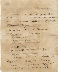 Document regarding the conferral of master's and honorary degrees, 1837